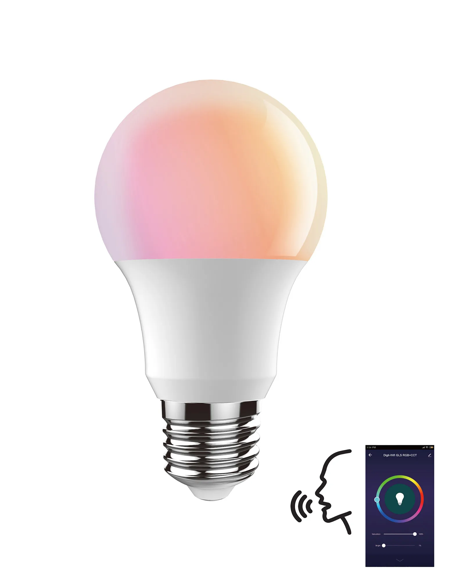 3040002  Digit Wi-Fi Smart Lamp Bulb RGB+CCT GLS E27 9W 806lm